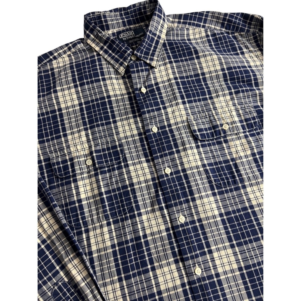 Polo Ralph Lauren Men's Benford Classic Fit Plaid Button Down Shirt XL Blue E22